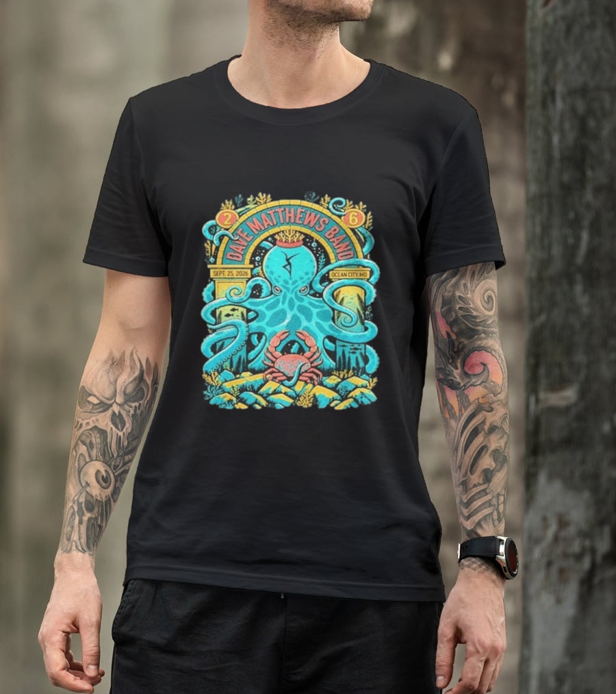 Dave Matthews Band Sept 25 2026 Ocean City Maryland Festival Ocean Crab Octopus T-Shirt