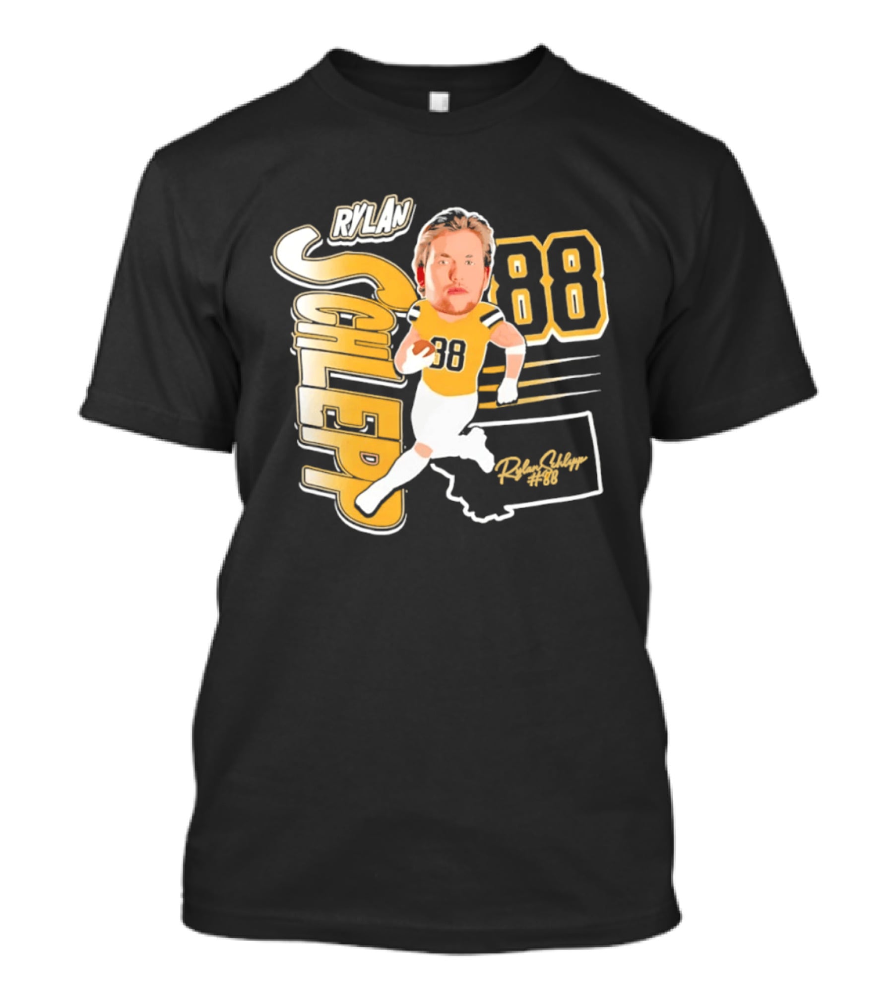 Rylan Schlepp 88 Montana Football Player Caricature T-Shirt