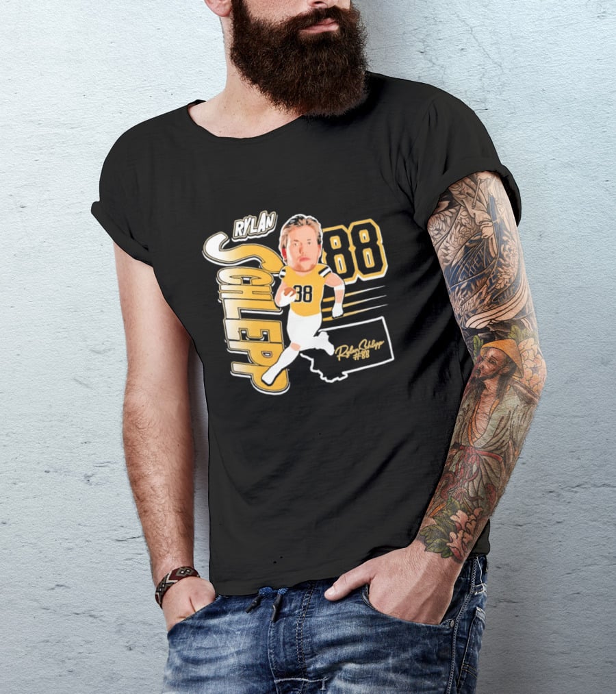 Rylan Schlepp 88 Montana Football Player Caricature T-Shirt