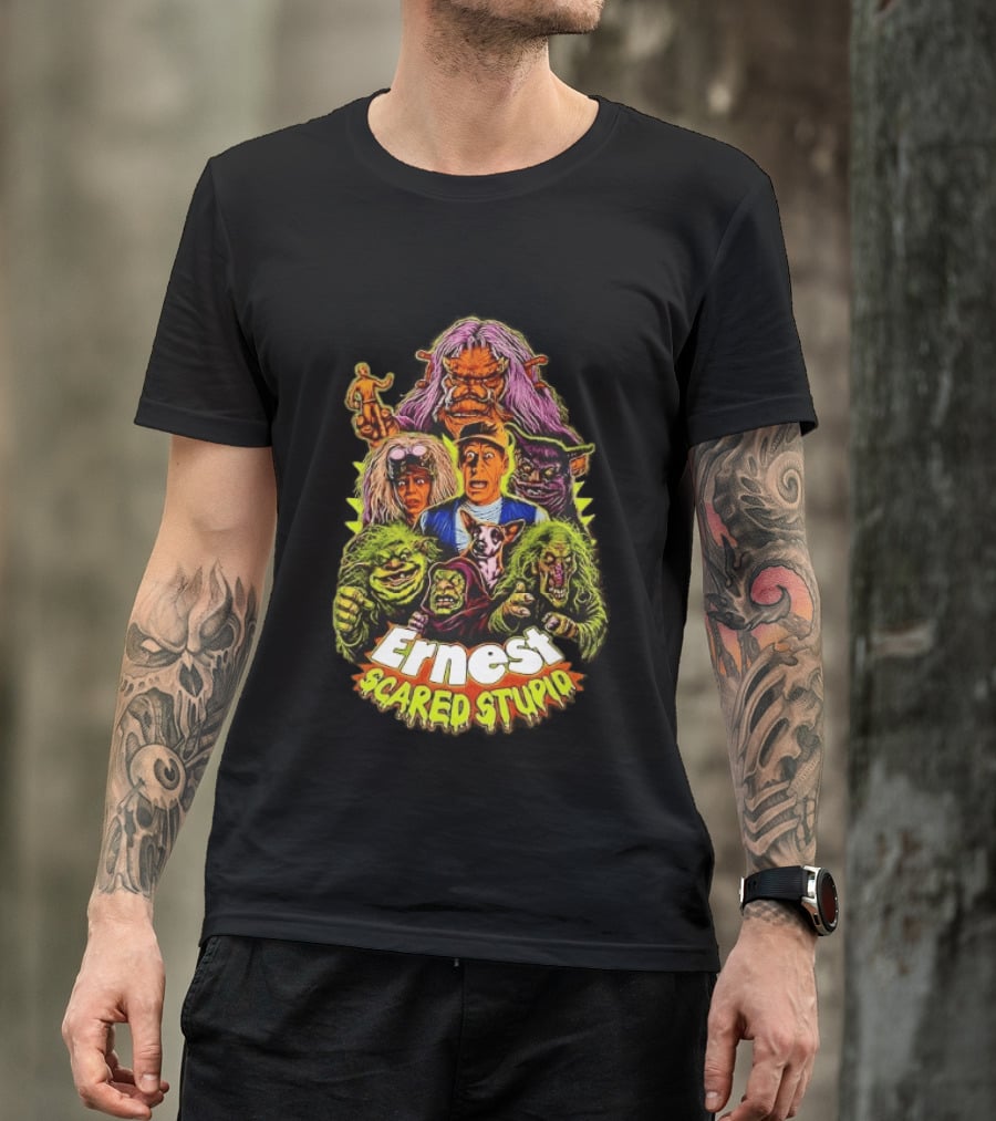 Ernest Scared Stupid Movie Characters Jim Varney Trolls Colorful T-Shirt