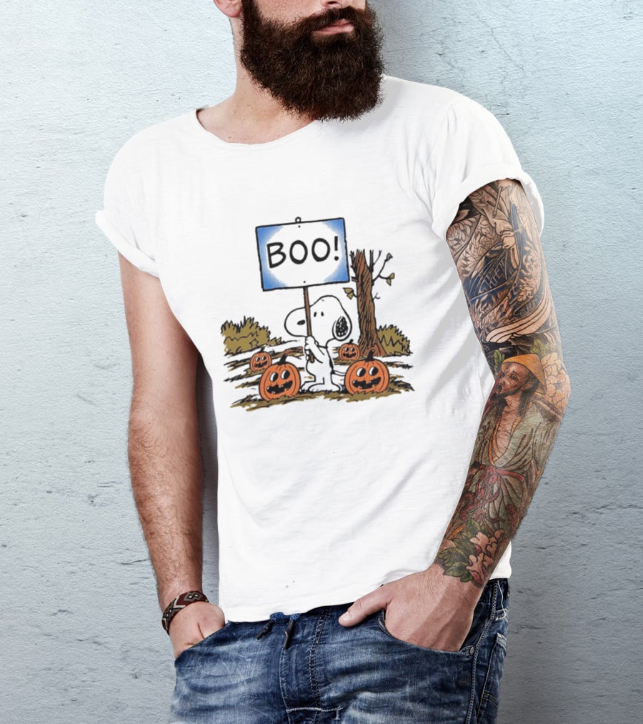 Snoopy Boo Sign Peanuts Halloween Pumpkins T-Shirt