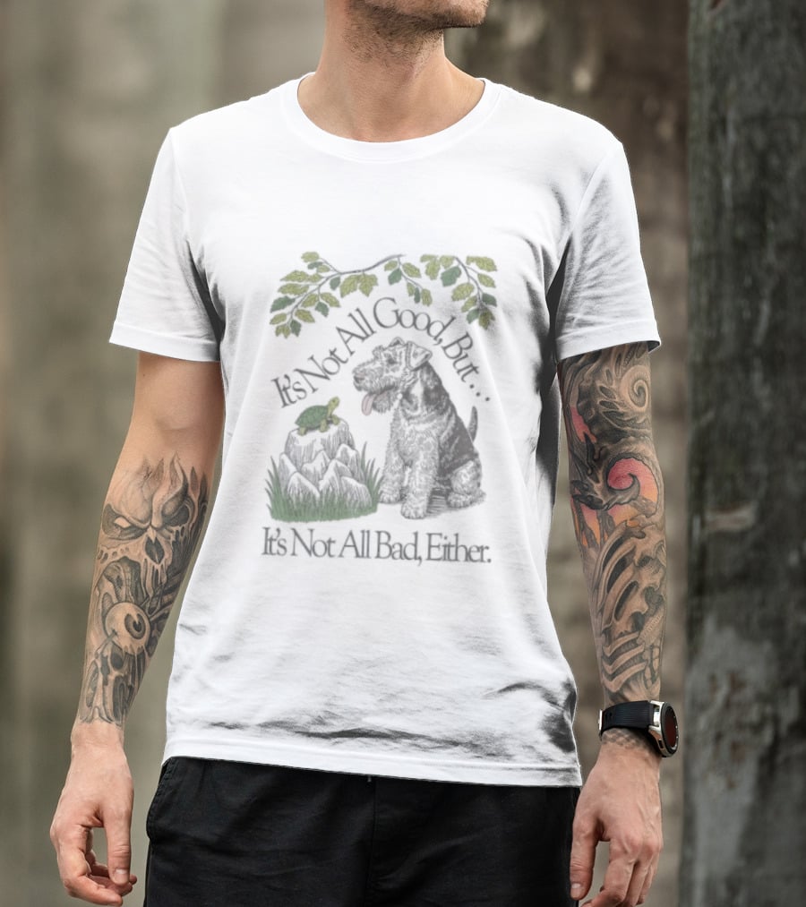 It's Not All Good But It's Not All Bad Either Dog And Turtle Under Yellow Leaves T-Shirt