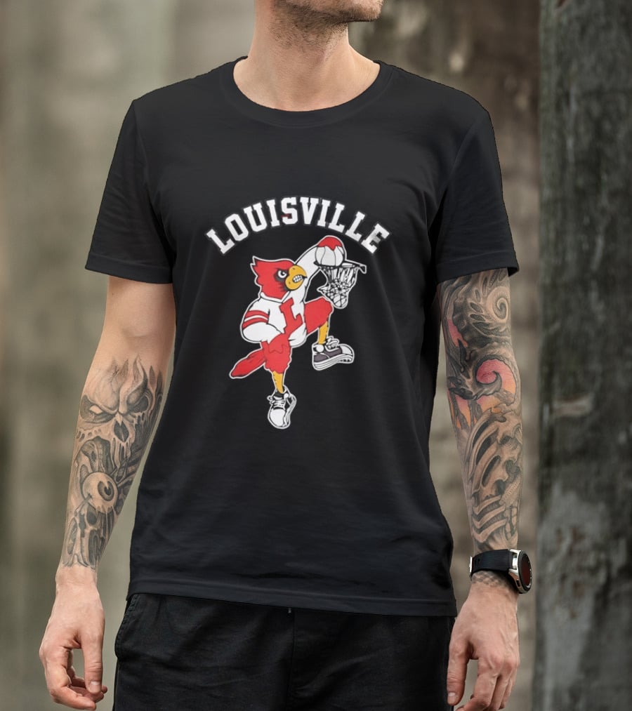 Louisville Cardinals Basketball Mascot Dunking T-Shirt