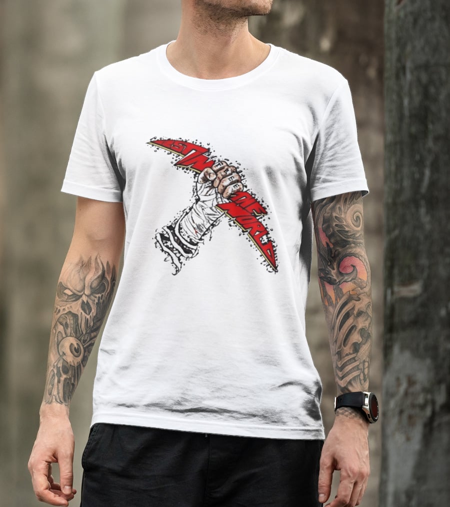 MMA Fighter Fist Power Justin The World Red And Black T-Shirt
