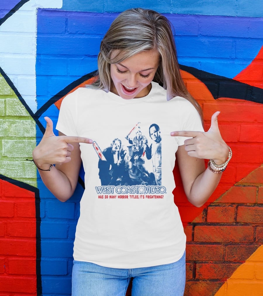 West Coast Video Horror It's Frightening Slasher Movie Halloween T-Shirt