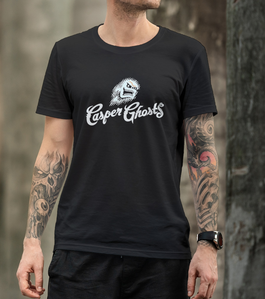 Casper Ghosts Minor League Baseball Team Spooky Logo With Mascot Head T-Shirt