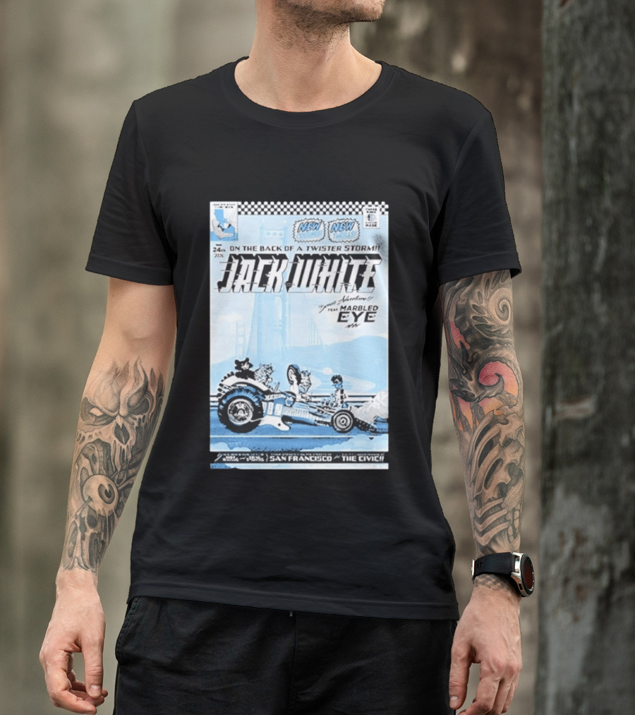 Jack White Twister Storm SF Comic Book Adventure Featuring Marbled Eye San Francisco The Civic T-Shirt