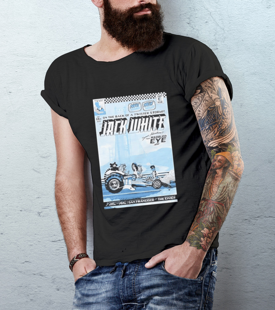 Jack White Twister Storm SF Comic Book Adventure Featuring Marbled Eye San Francisco The Civic T-Shirt