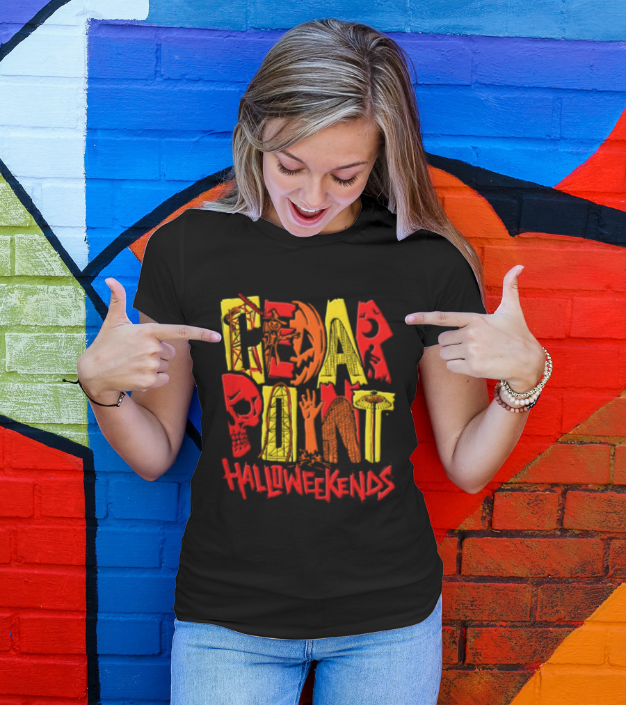 Cedar Point Halloweekends Roller S Scarecrow Skull Zombie Halloween Event T-Shirt