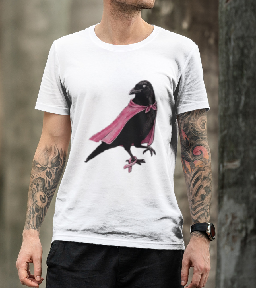 Breast Cancer Awareness Month Pink Ribbon Crow We Wear Pink In October T-Shirt