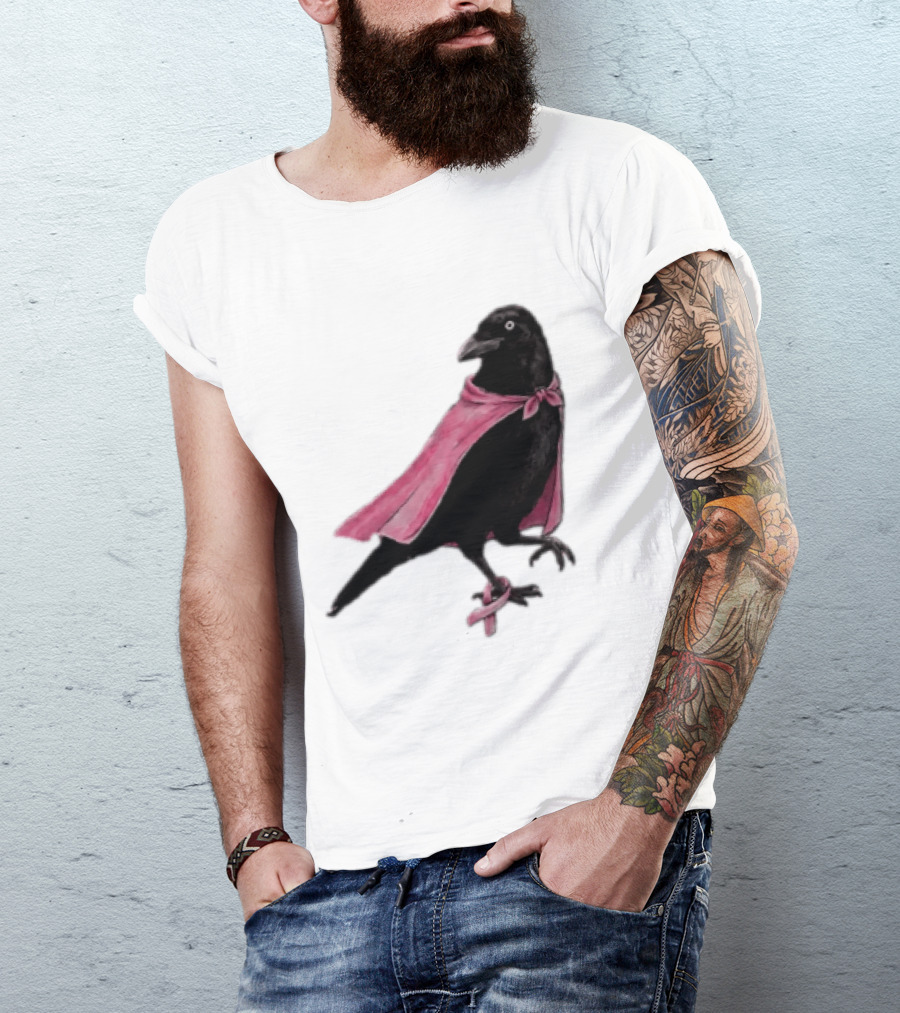 Breast Cancer Awareness Month Pink Ribbon Crow We Wear Pink In October T-Shirt
