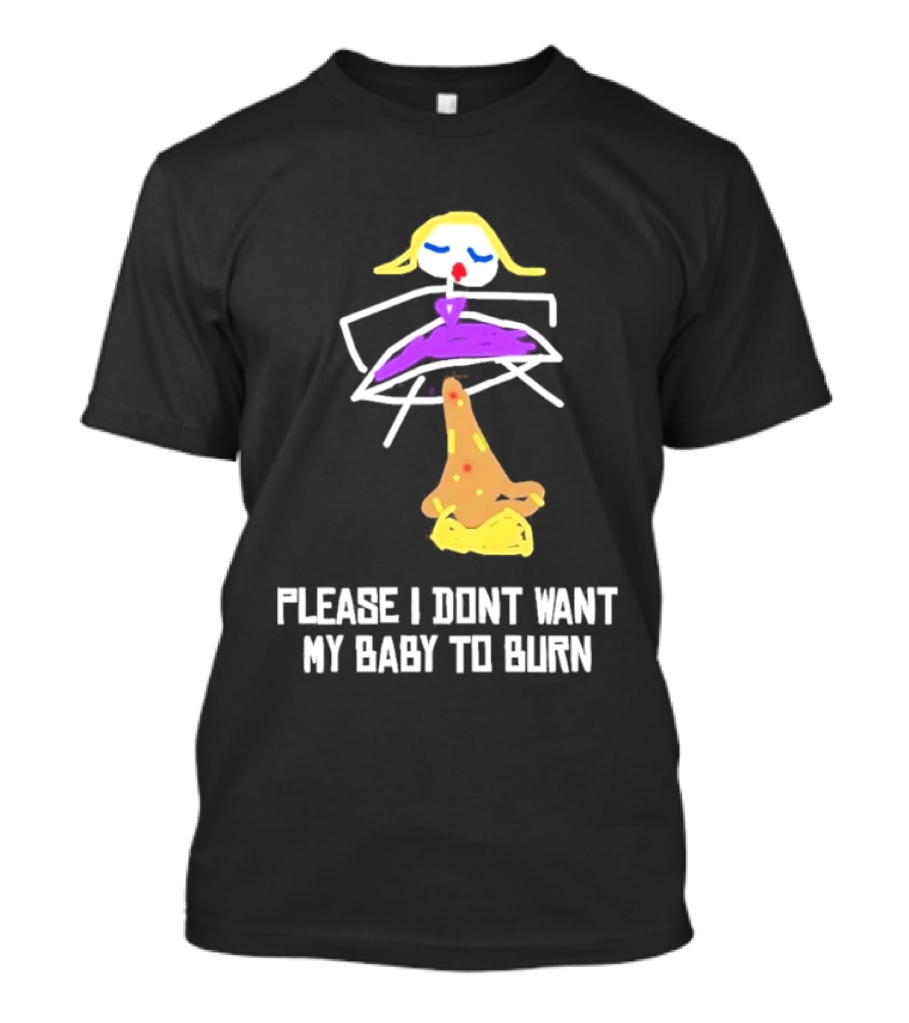Please I Don't Want My Baby To Burn Internet Meme Pizza Dress Drawing T-Shirt