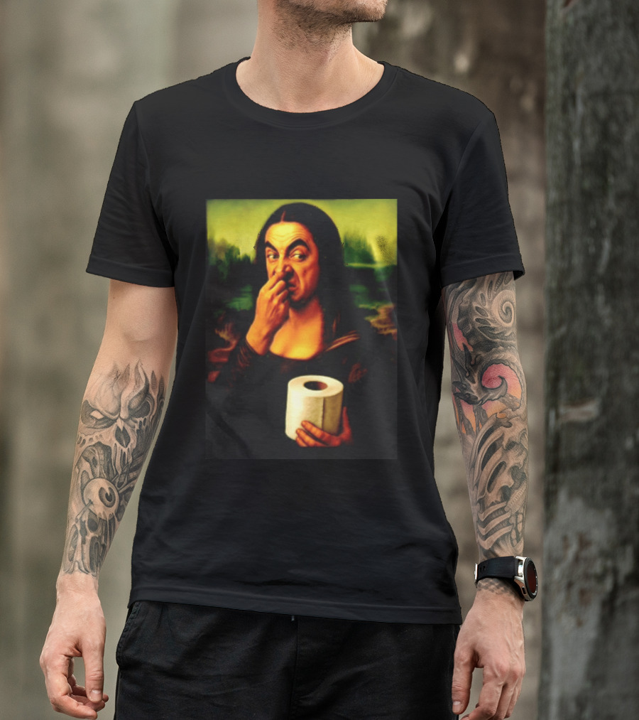 Rowan Atkinson Mona Lisa Nose Picking Toilet Roll Holding T-Shirt