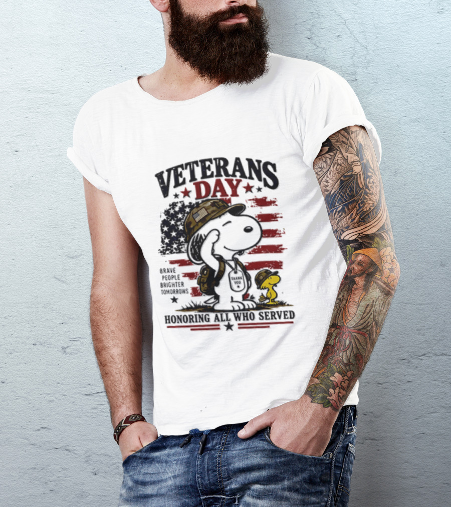 Snoopy Woodstock Veterans Day Some Gave All Peanuts Always Remember T-Shirt