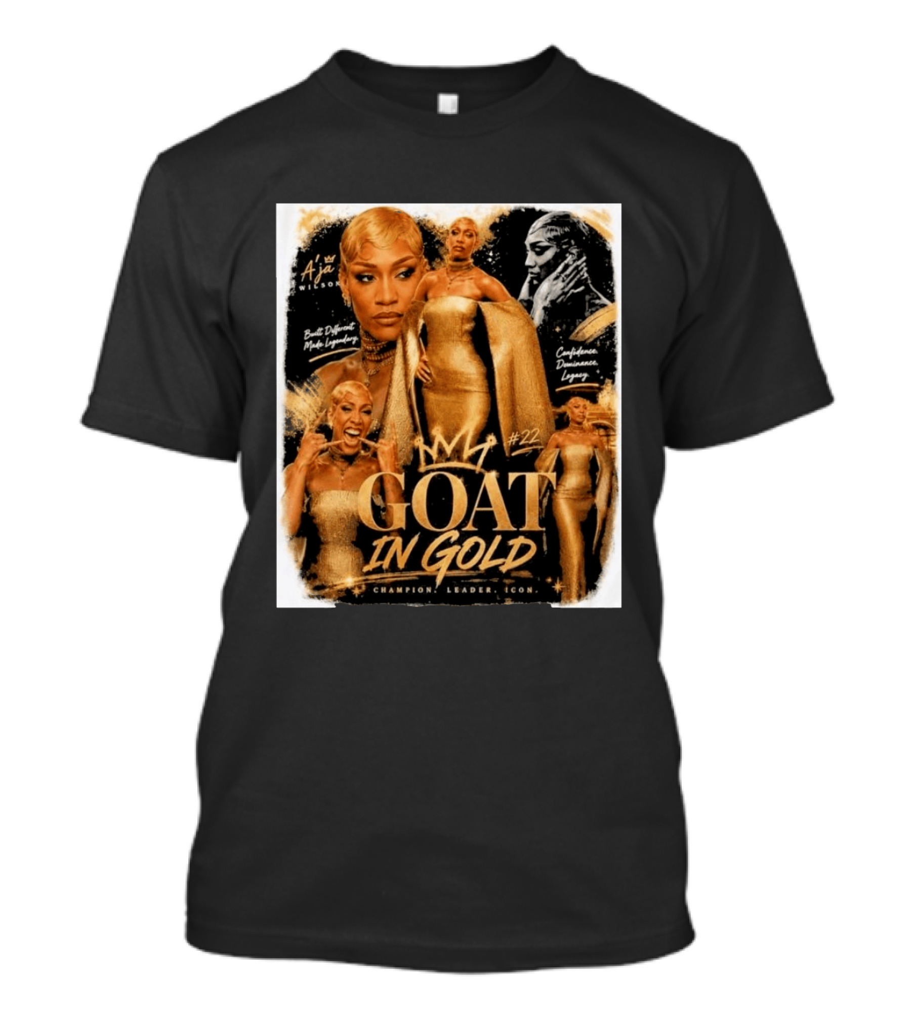 A'ja Wilson GOAT In Gold Confidence Dominance Legacy Champion Leader T-Shirt