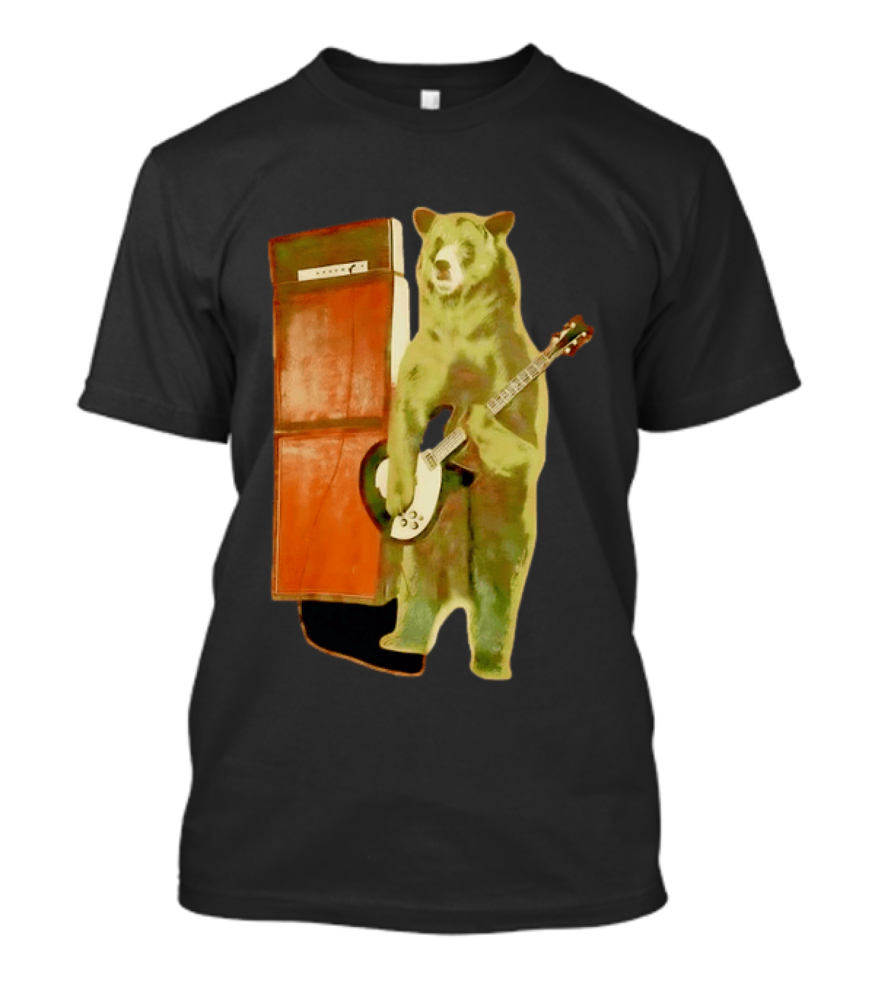 Bear Playing Electric Guitar With Amplifier Retro Vibe T-Shirt