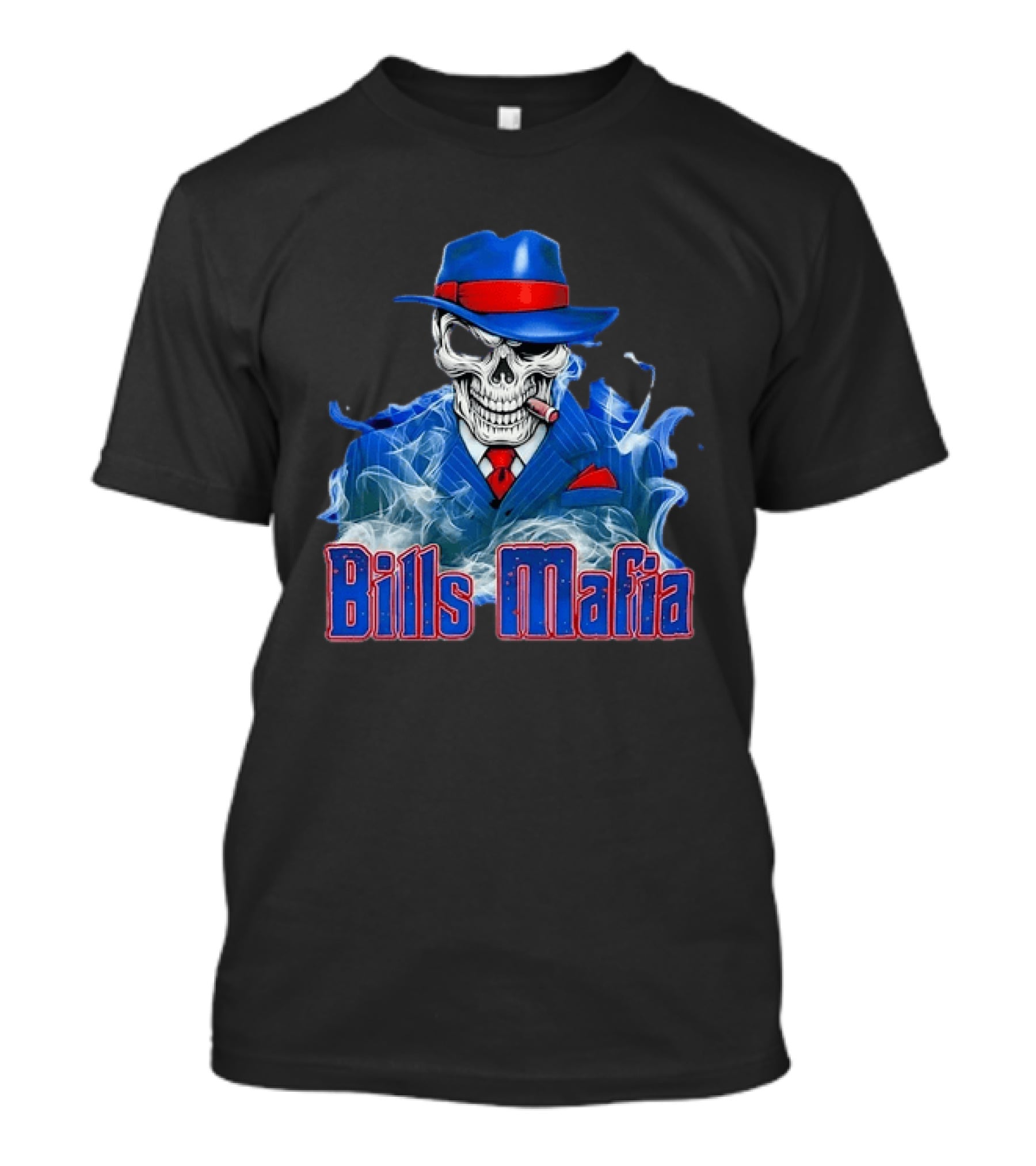 Bills Mafia Skull Smoking Cigar In Suit And Hat T-Shirt