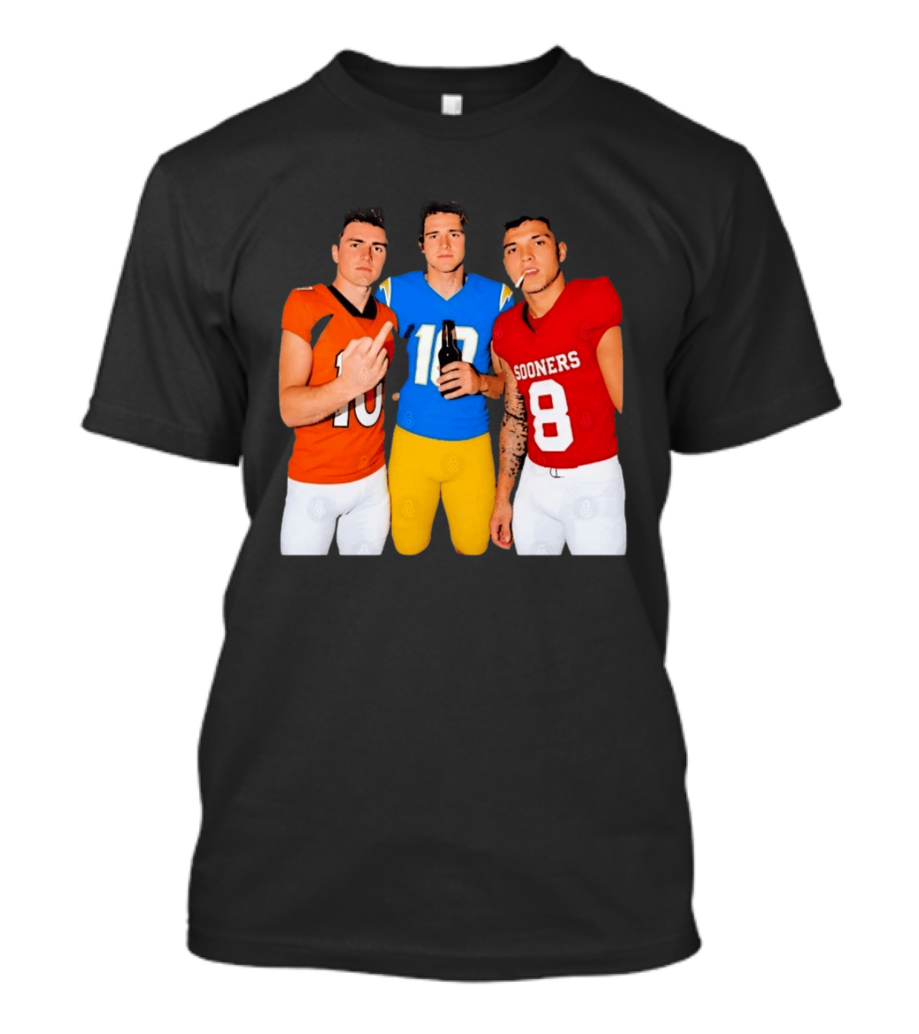 Bo Nix Justin Herbert Dillon Gabriel Football Players Gesture And Cigarette T-Shirt