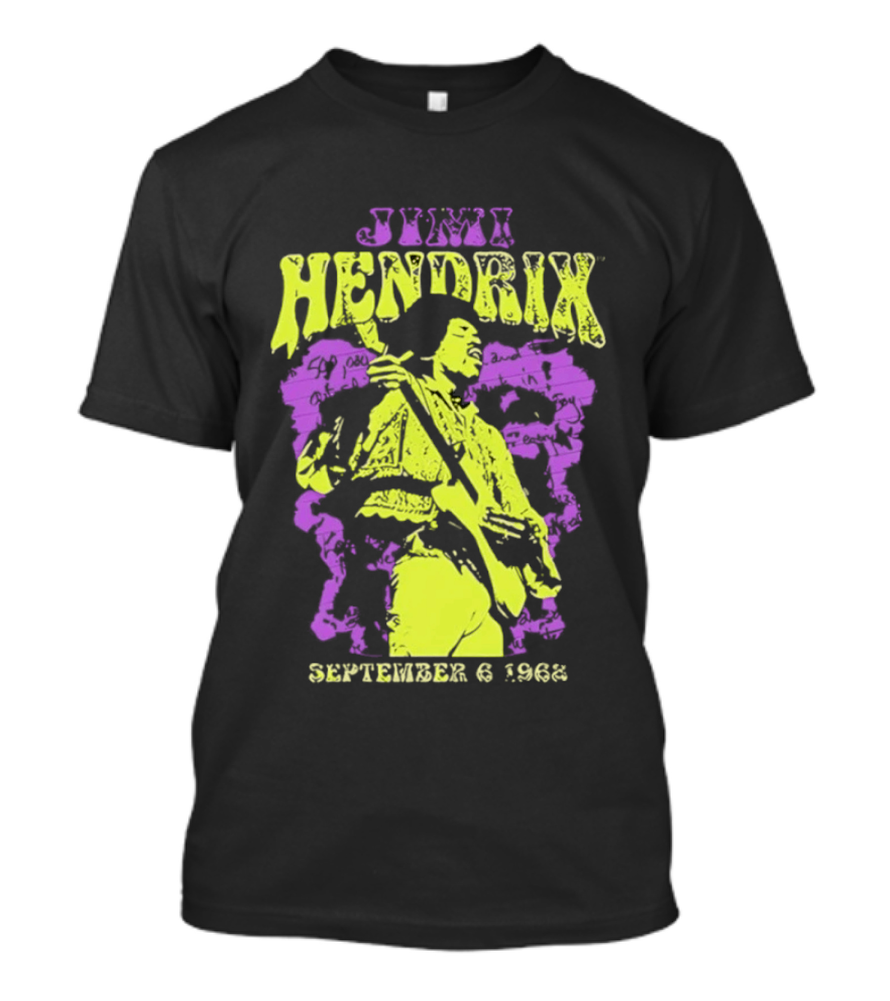 Jimi Hendrix September 6 1968 Concert Rock Legend Iconic Purple Yellow T-Shirt