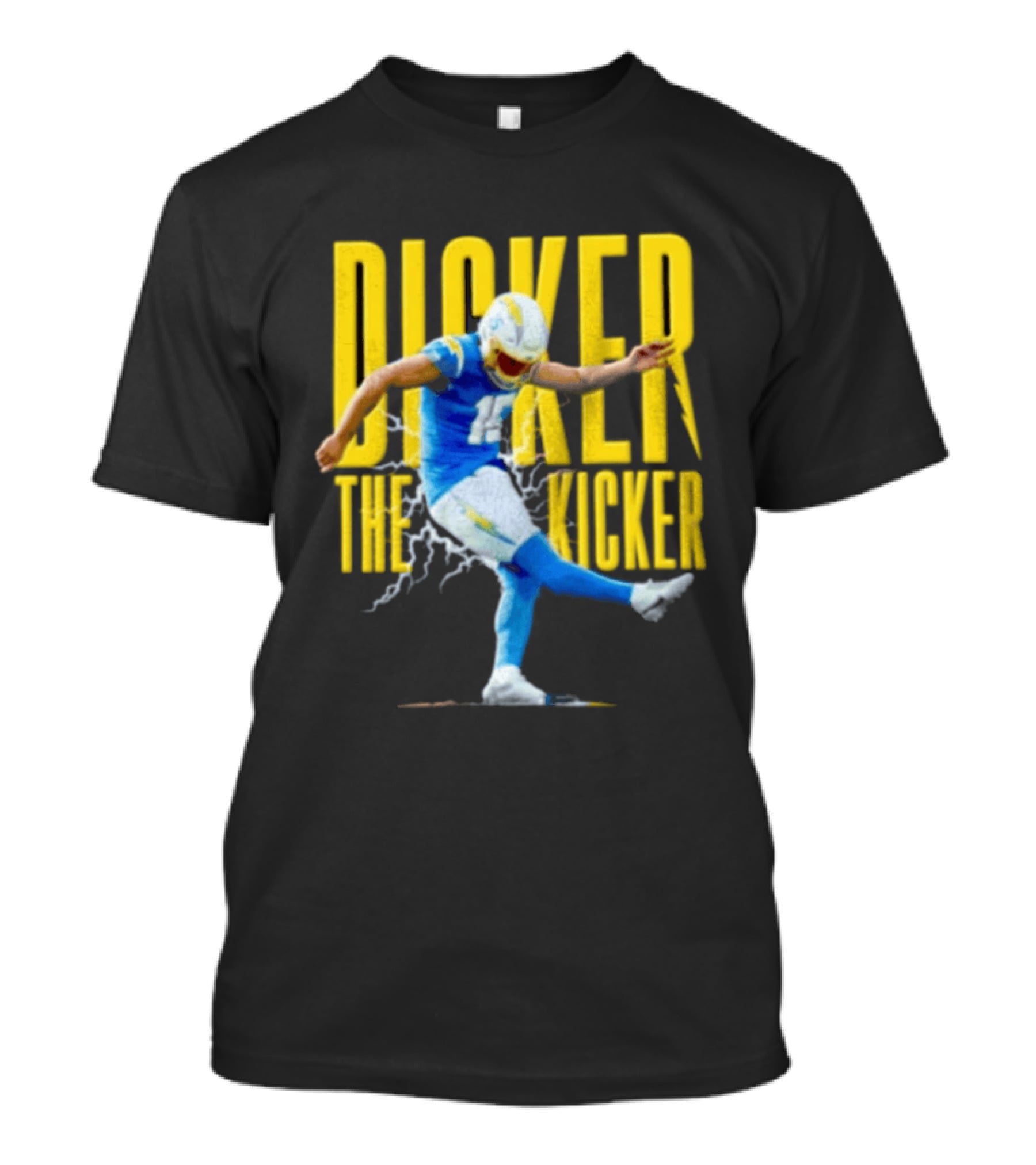 Cameron Dicker The Kicker Football Action Blue And Yellow T-Shirt