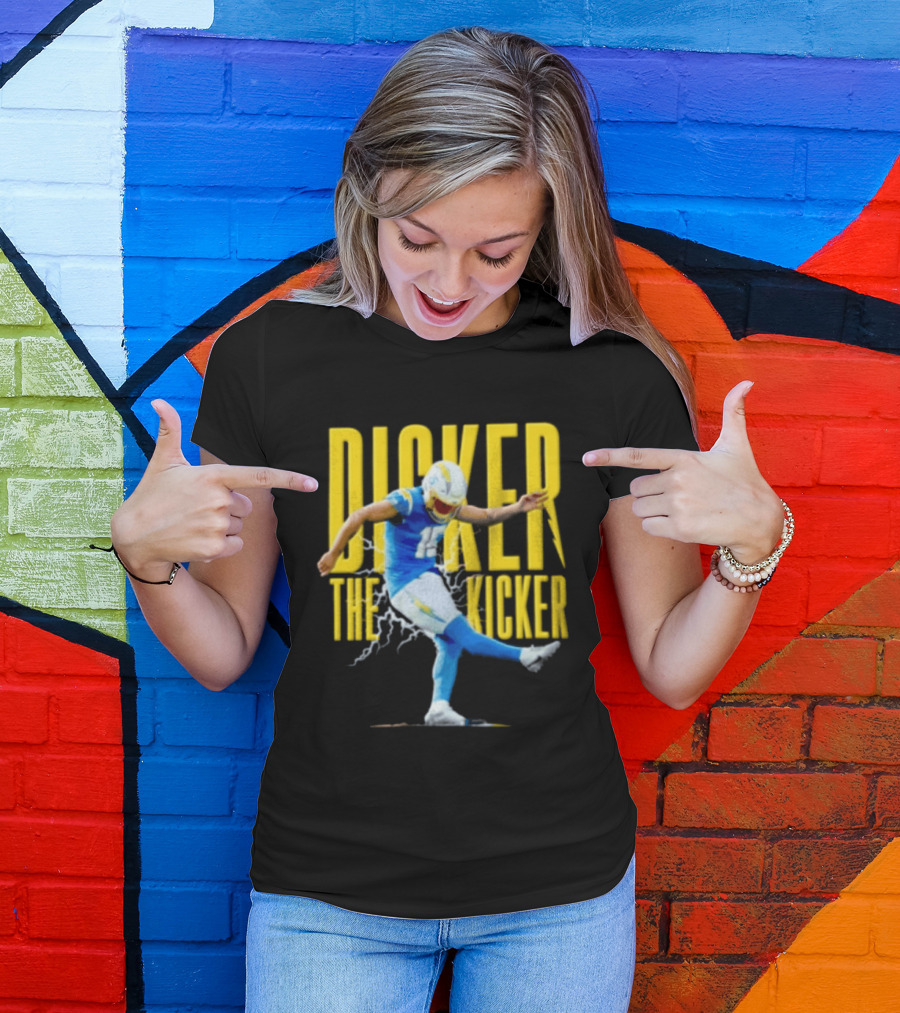 Cameron Dicker The Kicker Football Action Blue And Yellow T-Shirt