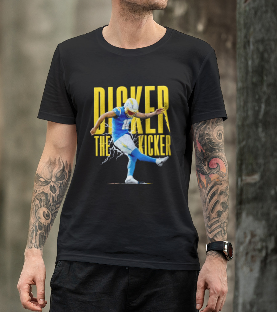Cameron Dicker The Kicker Football Action Blue And Yellow T-Shirt