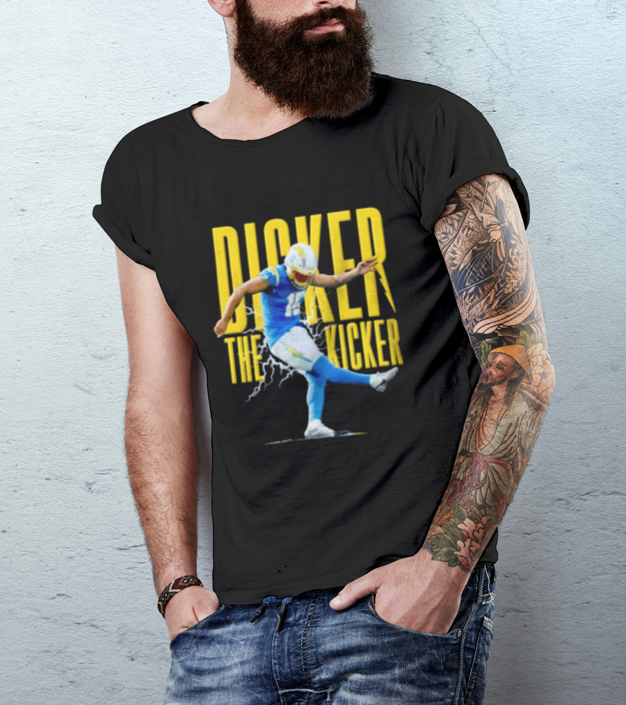 Cameron Dicker The Kicker Football Action Blue And Yellow T-Shirt