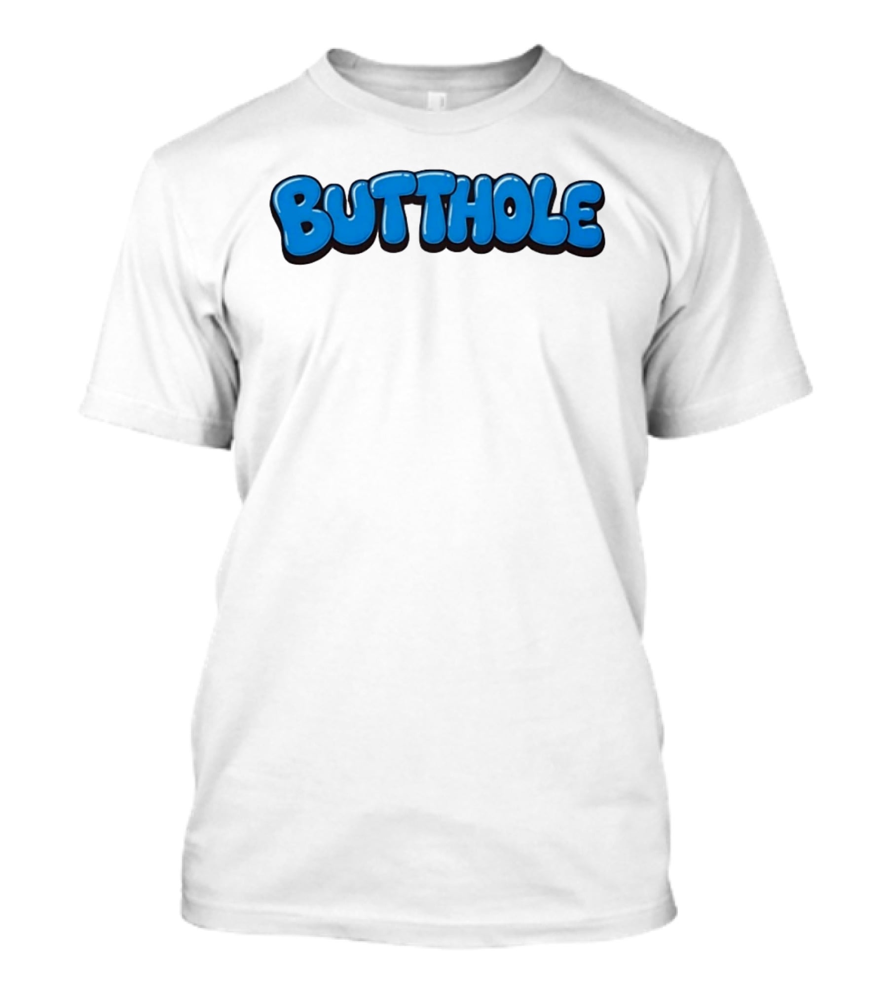 Butthole Bubble Letter Graffiti Blue T-Shirt