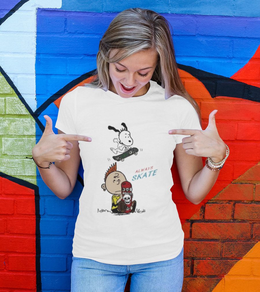 Charlie Brown Snoopy Always Skate NOFX Rancid T-Shirt