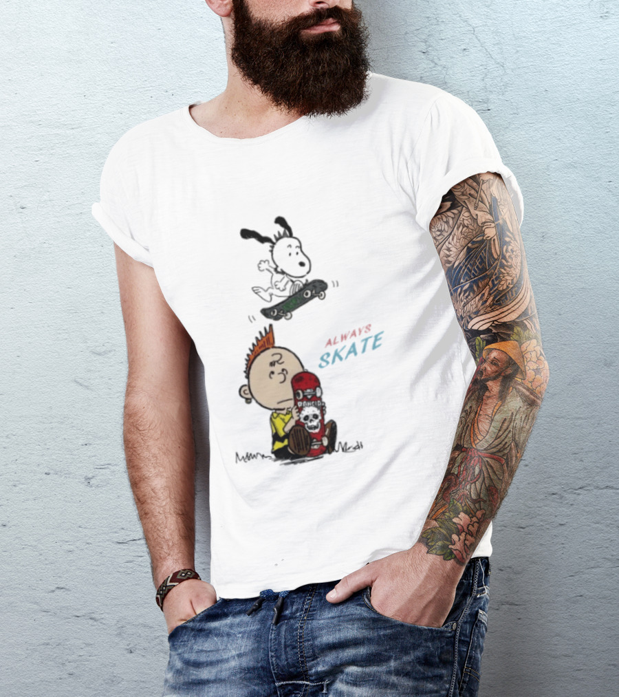 Charlie Brown Snoopy Always Skate NOFX Rancid T-Shirt