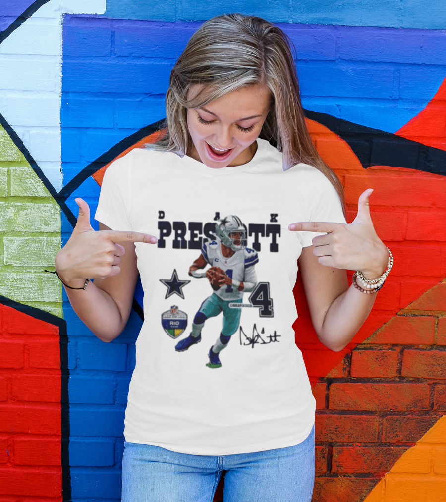 Dak Prescott Dallas Cowboys Quarterback 2026 Football Star Number 4 T-Shirt