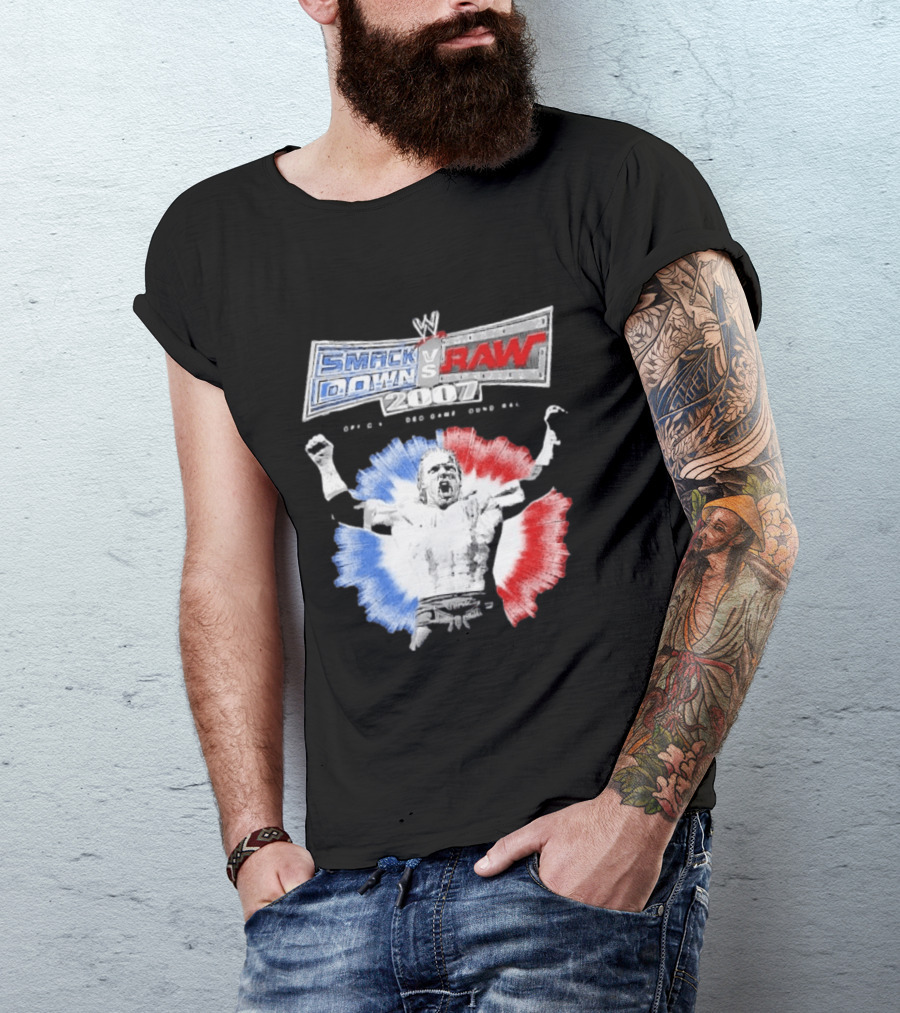 WWE SmackDown Vs Raw 2007 Video Game Soundtrack Fighter Triumph In Blue And Red T-Shirt