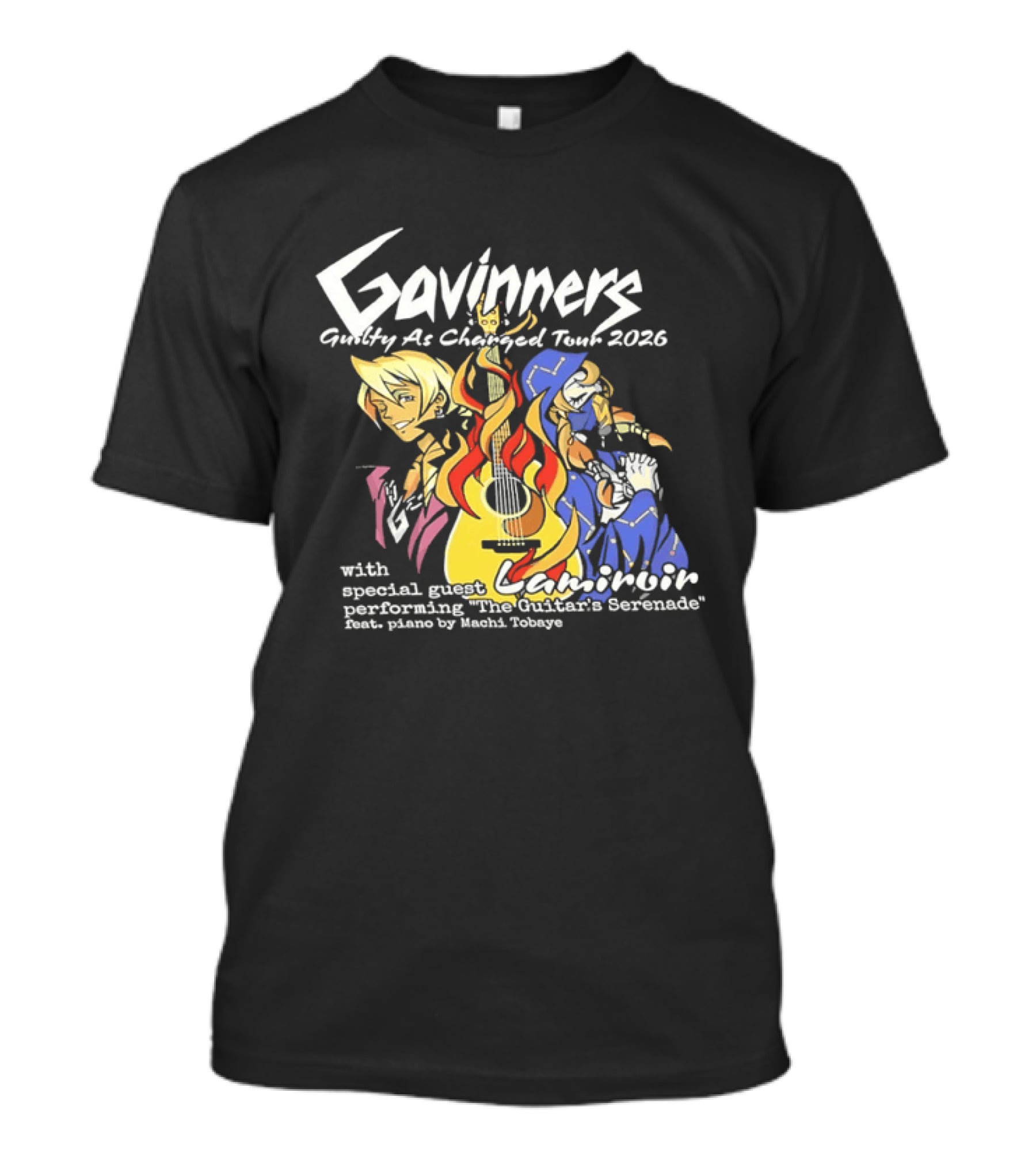 Gavinners Guilty As Charged Tour 2026 Special Guest Lamiroir Performing The Guitar's Serenade Machi Tobaye T-Shirt