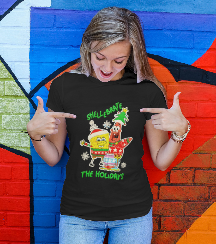 Shellebrate The Holidays With SpongeBob SquarePants And Patrick Star Festive Sweaters T-Shirt