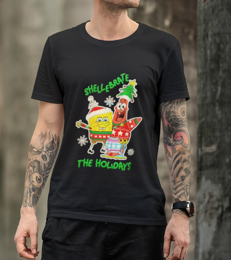 Shellebrate The Holidays With SpongeBob SquarePants And Patrick Star Festive Sweaters T-Shirt