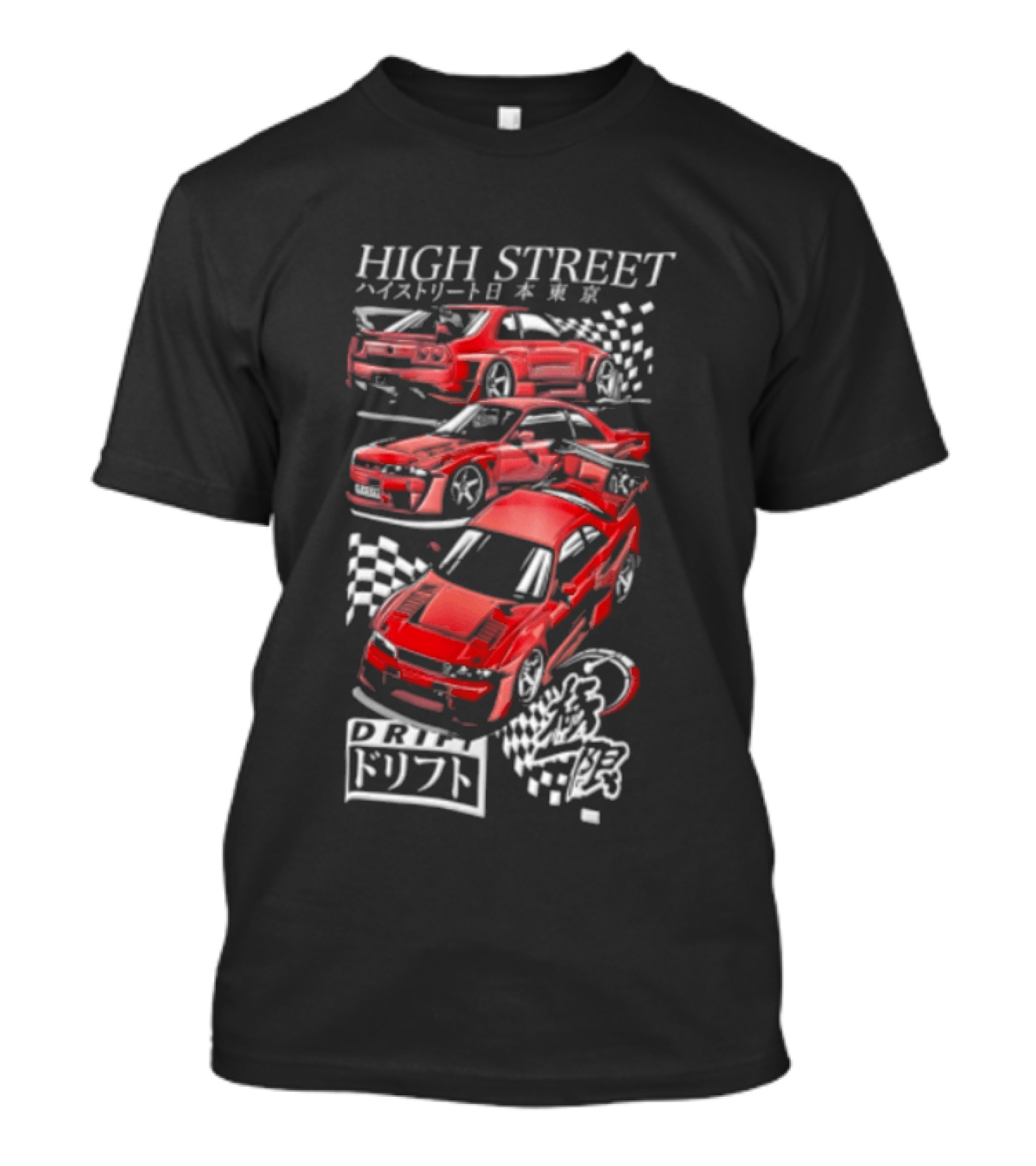 High Street Tokyo Drift Japanese Red Drift Cars T-Shirt