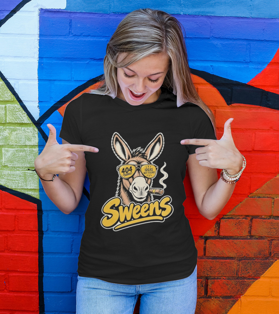 SweenS 404 Ideas Not Found Donkey Cigar Smoking Sunglasses T-Shirt