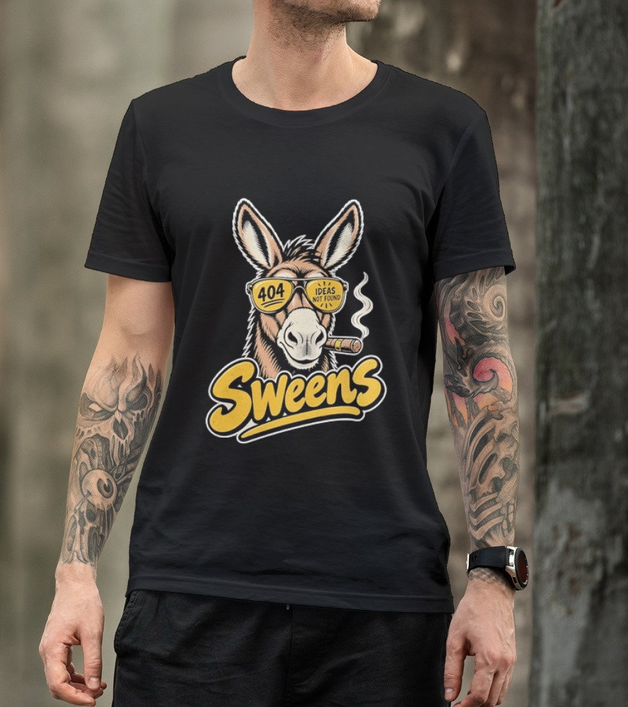 SweenS 404 Ideas Not Found Donkey Cigar Smoking Sunglasses T-Shirt