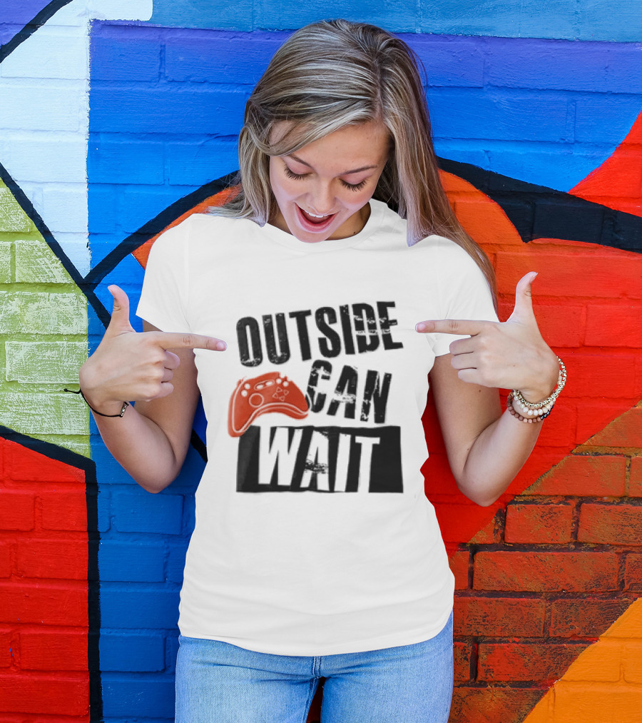 Outside Can Wait Video Game Controller T-Shirt