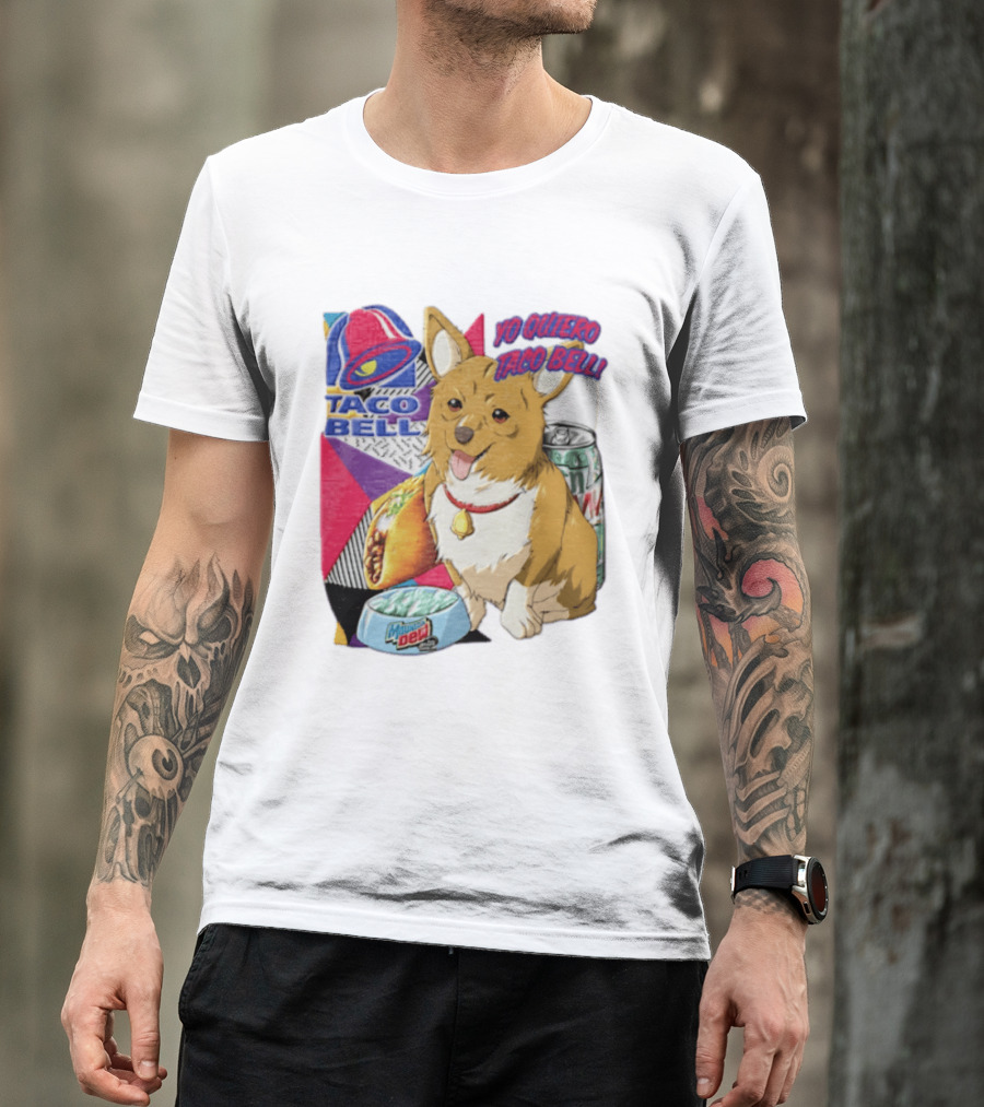 Taco Bell Yo Quiero Taco Bell Brown Corgi Dog Mountain Dew T-Shirt