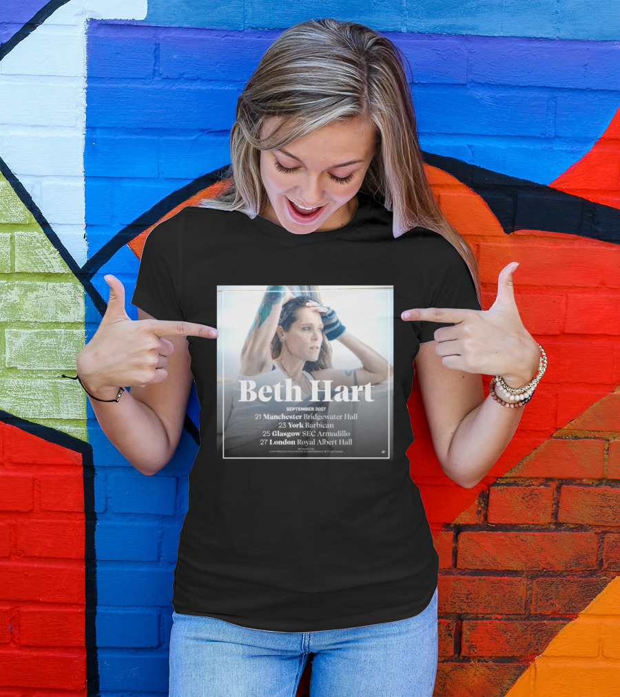 Beth Hart September 2027 UK Concerts Manchester York Glasgow London Tour Dates T-Shirt