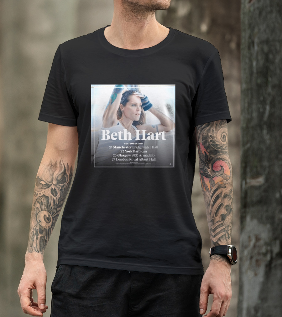 Beth Hart September 2027 UK Concerts Manchester York Glasgow London Tour Dates T-Shirt