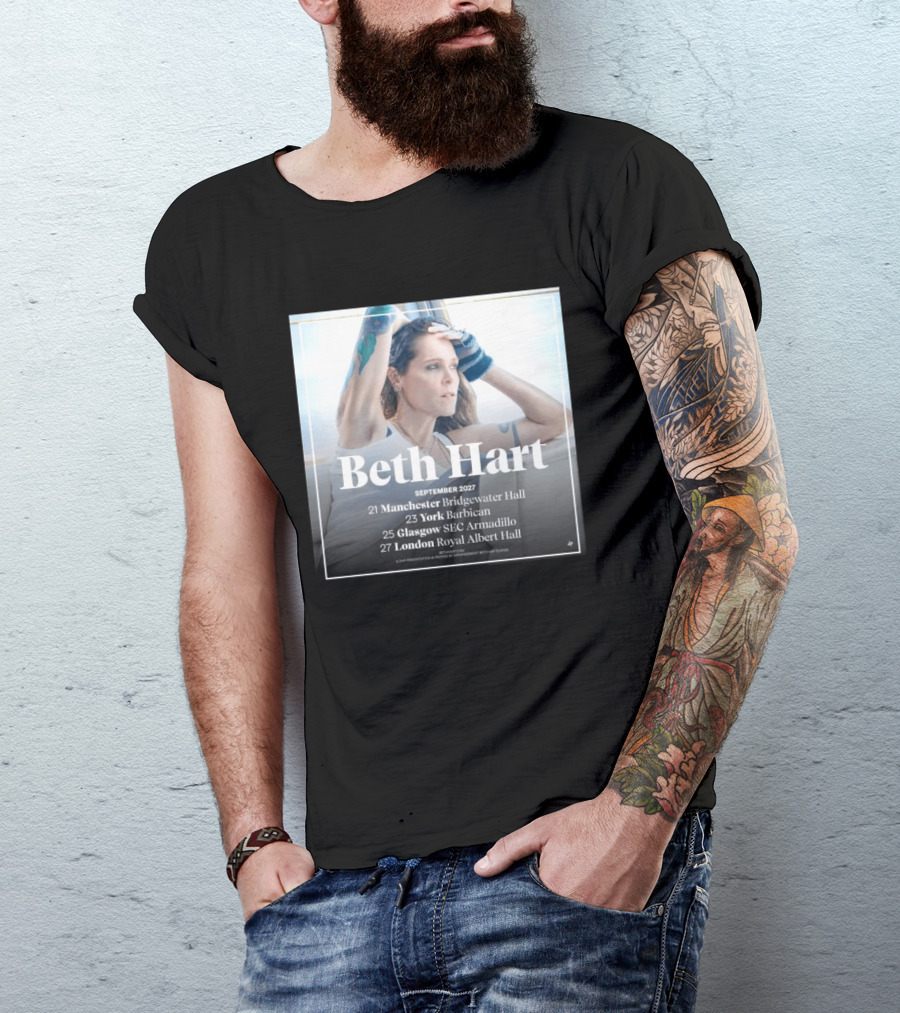 Beth Hart September 2027 UK Concerts Manchester York Glasgow London Tour Dates T-Shirt