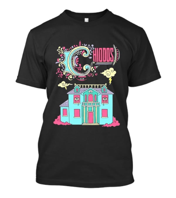 Chiddos House Whimsical Surreal Crying Eyes House Clouds Lightning T-Shirt