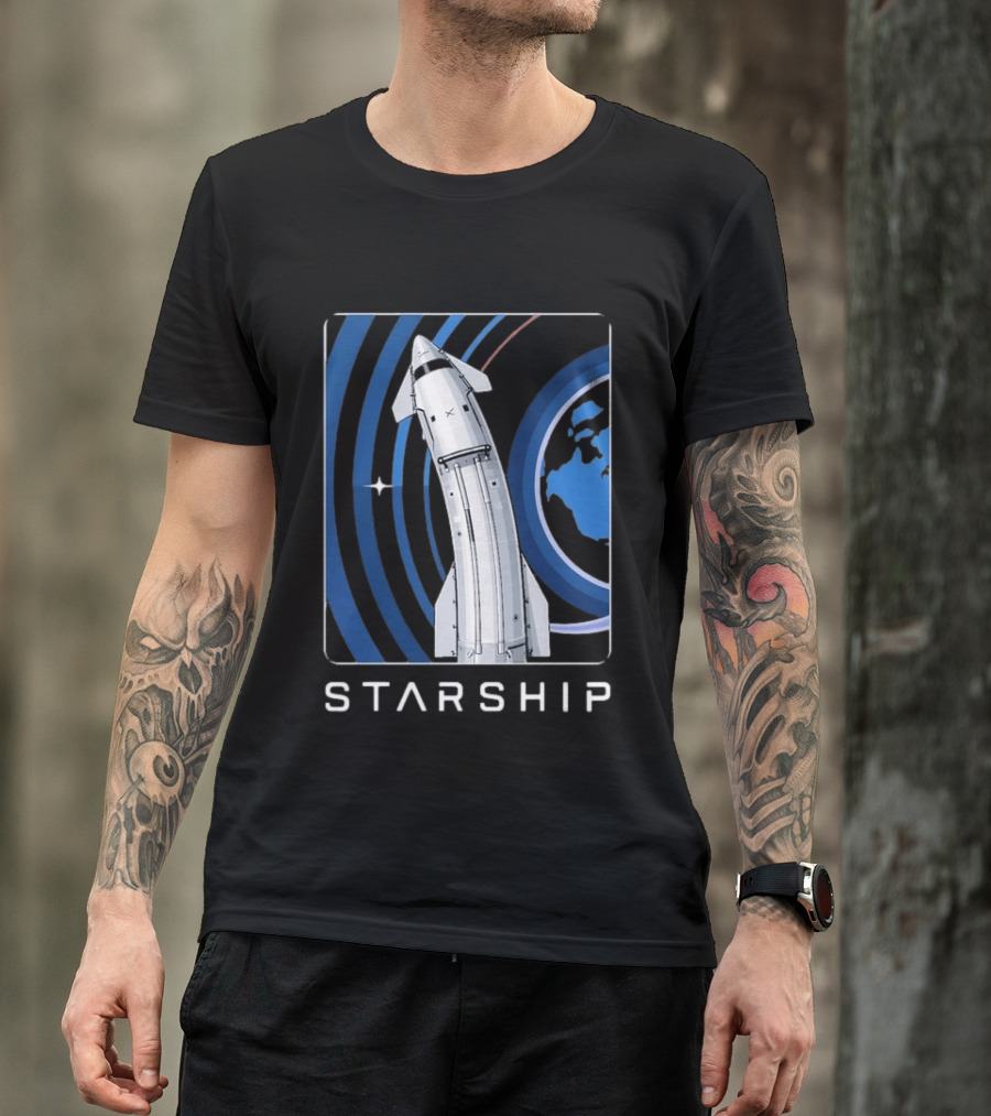 Starship Orbital Flight SpaceX Earth Trajectory T-Shirt