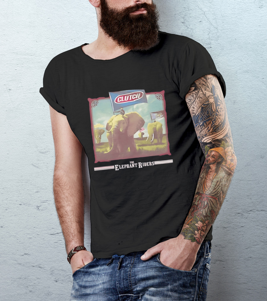 Clutch The Elephant Riders Alternative Metal Rock Music Elephant Banner T-Shirt