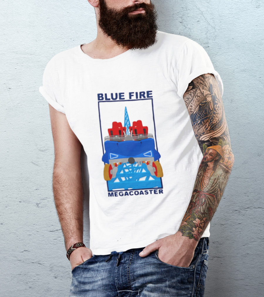 Blue Fire Megacoaster Roller Car T-Shirt