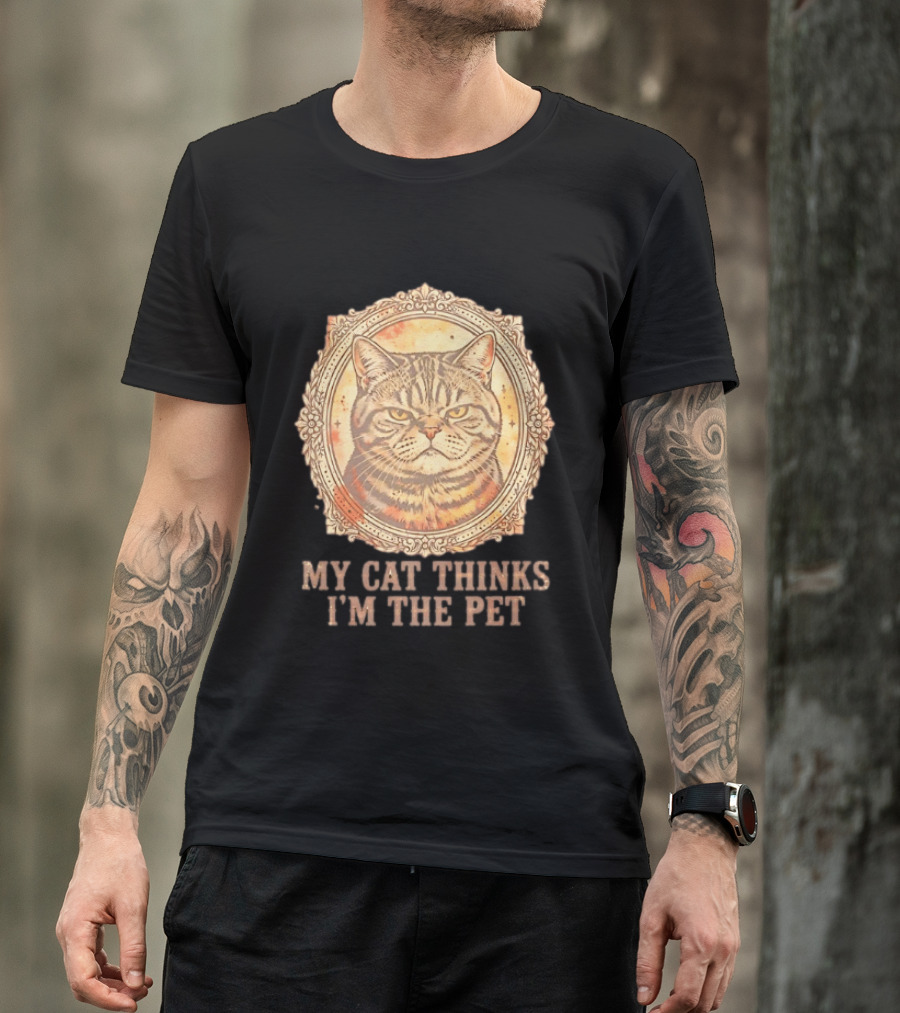 My Cat Thinks I'm The Pet Vintage Cat T-Shirt