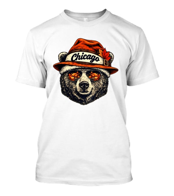 Chicago Bear Sunglasses With Thanksgiving Turkey Reflection Hat T-Shirt