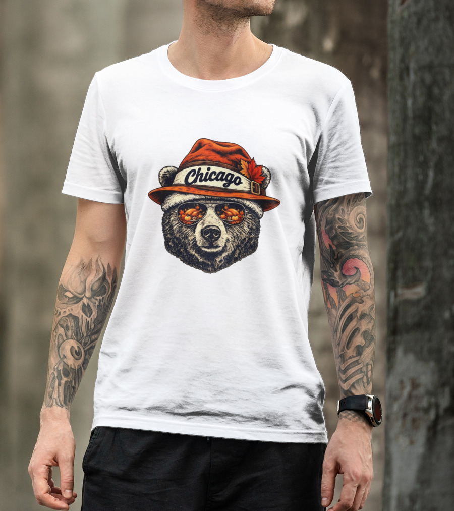 Chicago Bear Sunglasses With Thanksgiving Turkey Reflection Hat T-Shirt